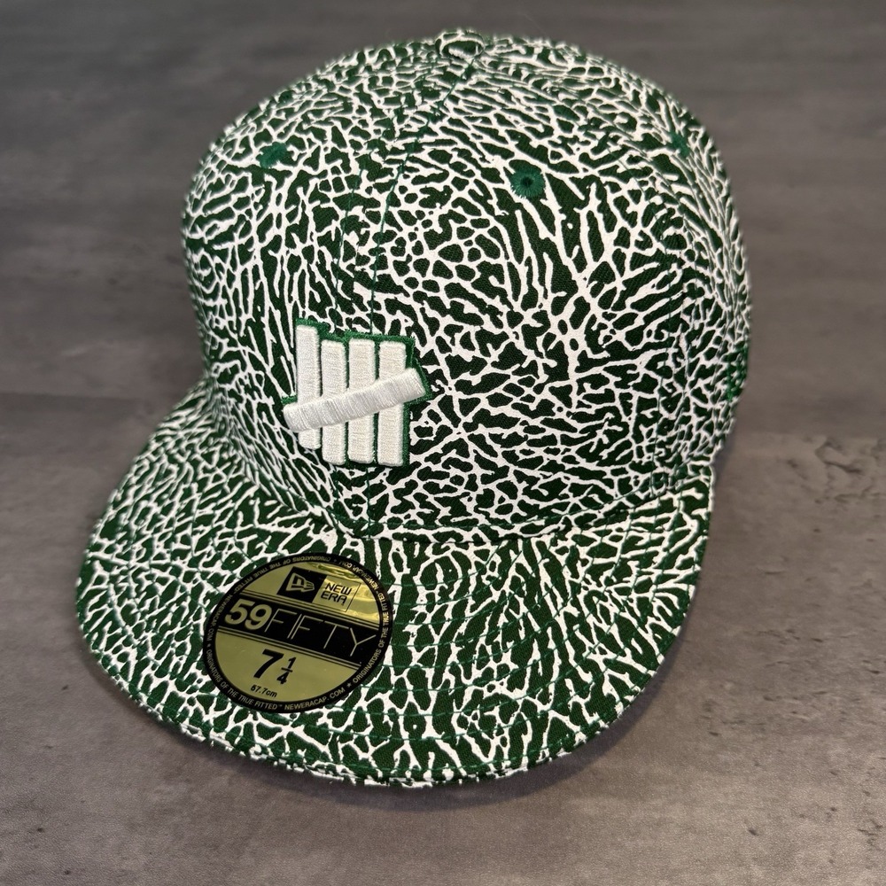 Vintage New Era x Undefeated UNDFTD Hat Elephant Print Green‎ White Y2K RARE
